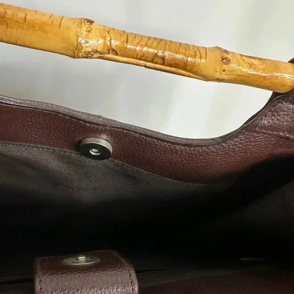 Brown Structured Bag with Bamboo Handles - Picture 3 of 4
